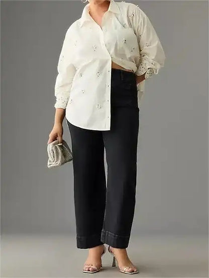 Jeans a gamba larga cropped