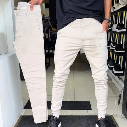 Pantaloni casual slim-fit da uomo in tinta unita